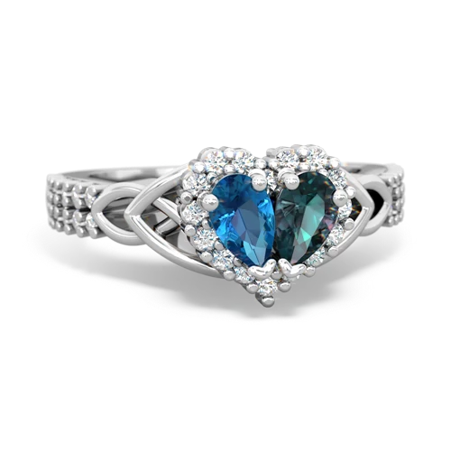 London Topaz Genuine London Blue Topaz with Lab Created Alexandrite Celtic Knot Engagement ring Ring