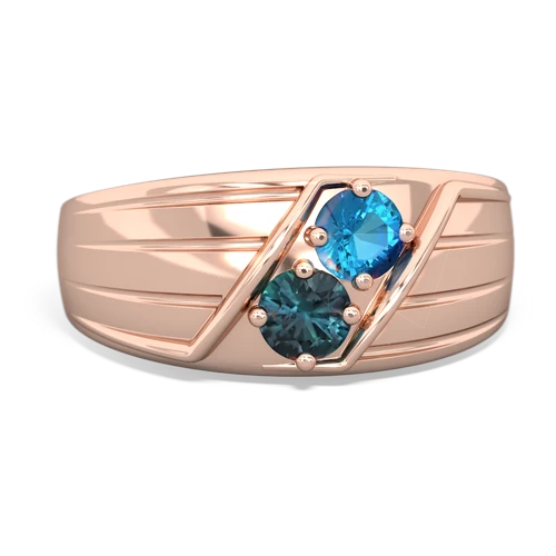 London Topaz Genuine London Blue Topaz with Lab Created Alexandrite Art Deco Men's ring Ring