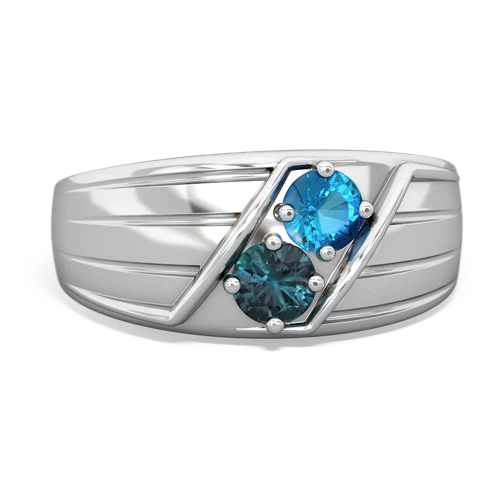 London Topaz Genuine London Blue Topaz with Lab Created Alexandrite Art Deco Men's ring Ring