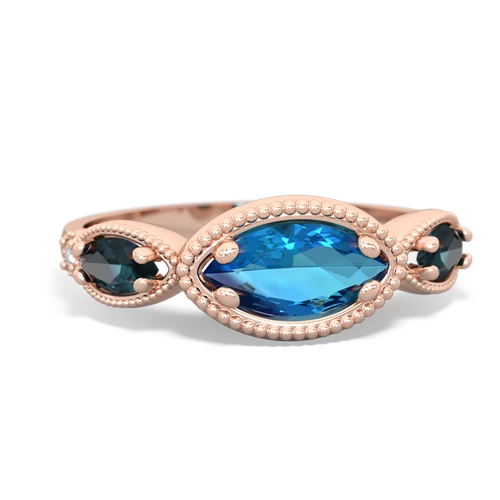 London Topaz Genuine London Blue Topaz with Lab Created Alexandrite and  Antique Style Keepsake ring Ring