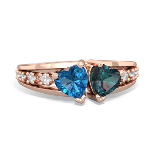London Topaz Genuine London Blue Topaz with Lab Created Alexandrite Heart to Heart ring Ring