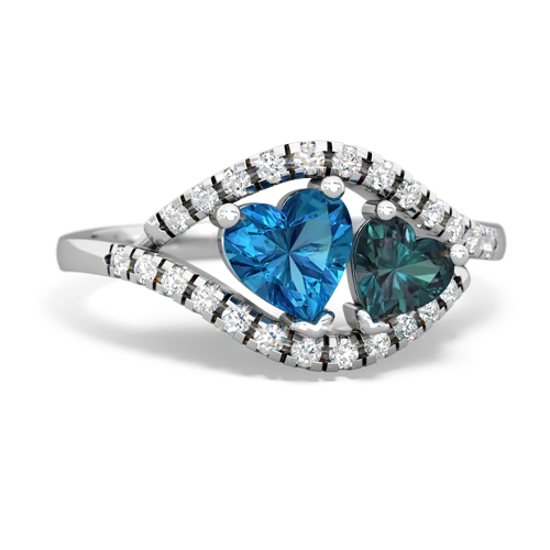 London Topaz Genuine London Blue Topaz with Lab Created Alexandrite Mother and Child ring Ring