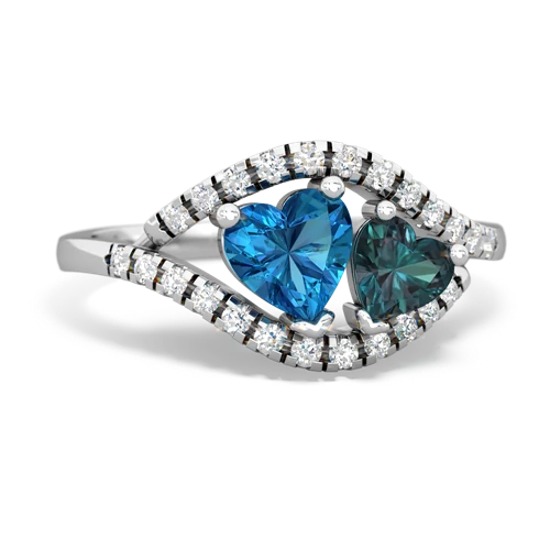 london topaz-alexandrite mother child ring