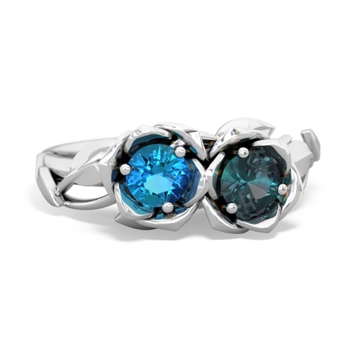 London Topaz Genuine London Blue Topaz with Lab Created Alexandrite Rose Garden ring Ring