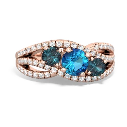 london topaz-alexandrite three stone pave ring