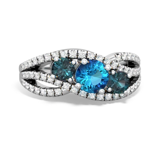 london topaz-alexandrite three stone pave ring