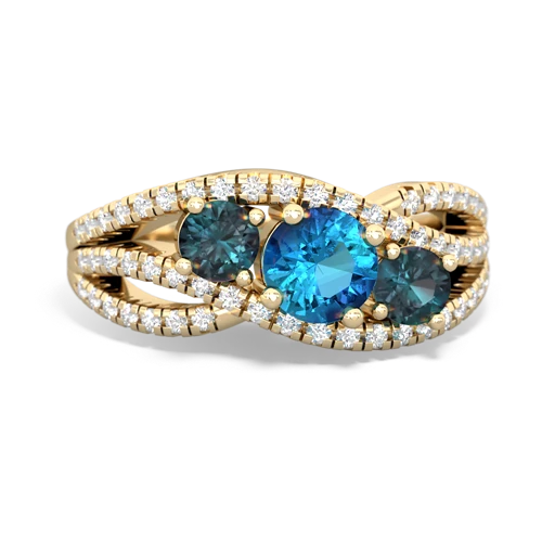 london topaz-alexandrite three stone pave ring