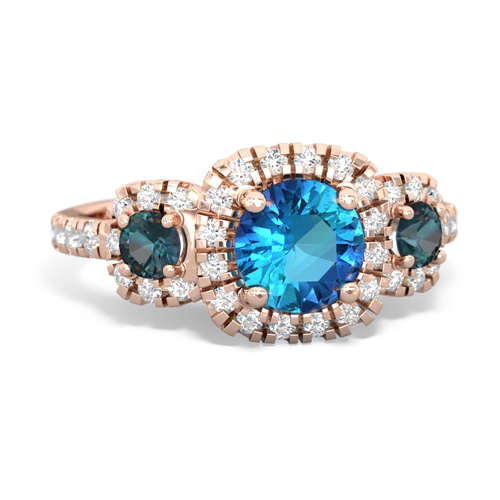 London Topaz Genuine London Blue Topaz with Lab Created Alexandrite and Genuine Garnet Regal Halo ring Ring
