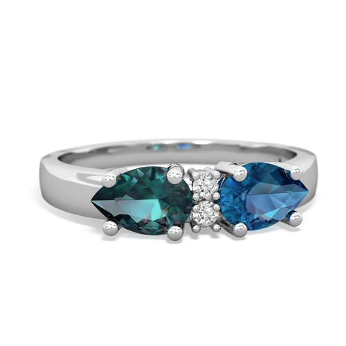 London Topaz Genuine London Blue Topaz with Lab Created Alexandrite Pear Bowtie ring Ring