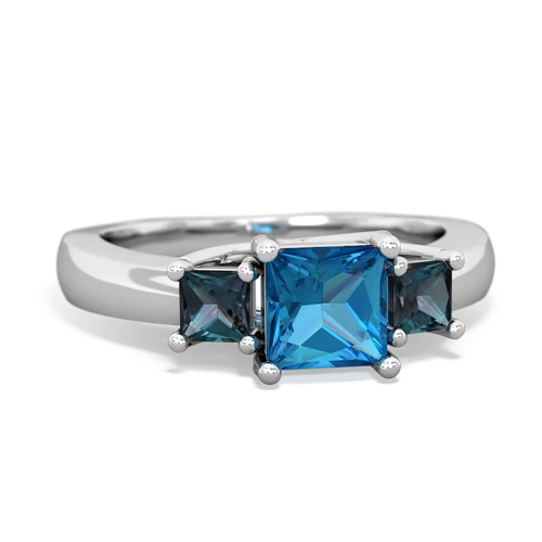 London Topaz Genuine London Blue Topaz with Lab Created Alexandrite and  Three Stone Trellis ring Ring