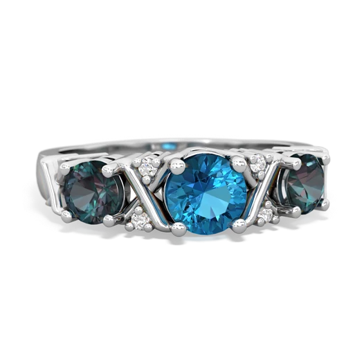 London Topaz Genuine London Blue Topaz with Lab Created Alexandrite and  Hugs and Kisses ring Ring