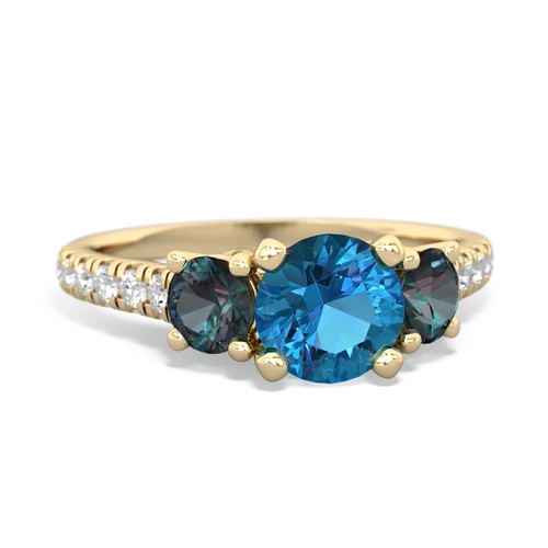 London Topaz Genuine London Blue Topaz with Lab Created Alexandrite and  Pave Trellis ring Ring