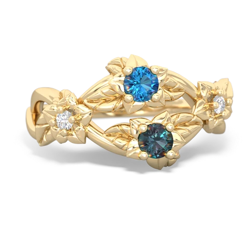 London Topaz Genuine London Blue Topaz with Lab Created Alexandrite Sparkling Bouquet ring Ring