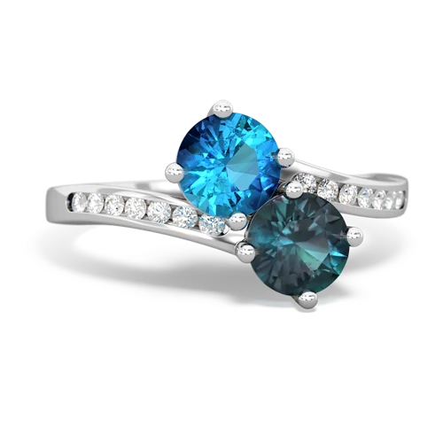 London Topaz Genuine London Blue Topaz with Lab Created Alexandrite Keepsake Two Stone ring Ring