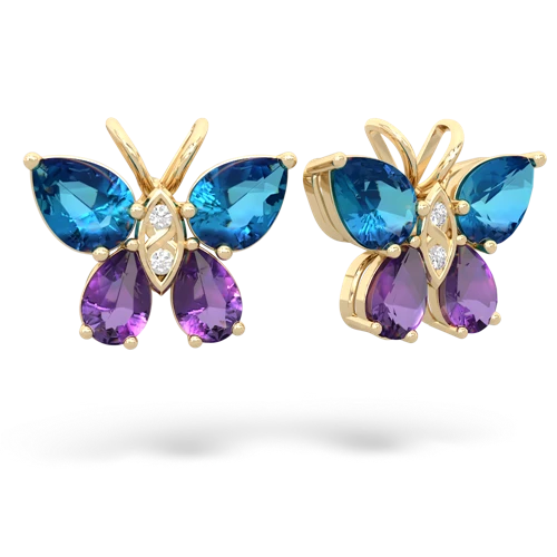 london topaz-amethyst butterfly earrings