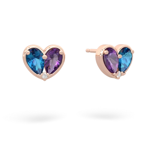 london topaz-amethyst one heart earrings