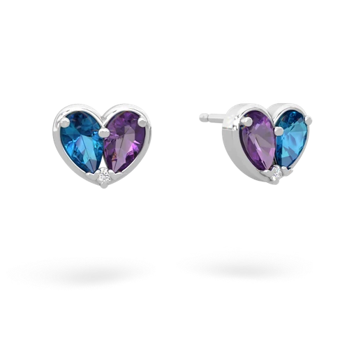 london topaz-amethyst one heart earrings