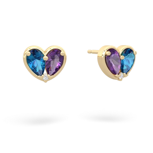 london topaz-amethyst one heart earrings
