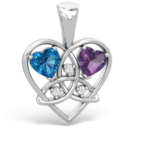 london topaz-amethyst celtic heart pendant