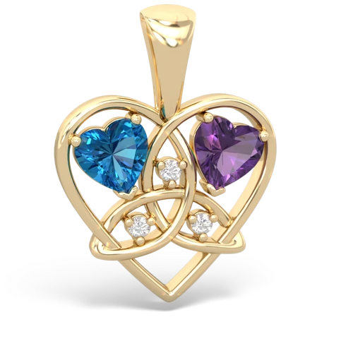 london topaz-amethyst celtic heart pendant