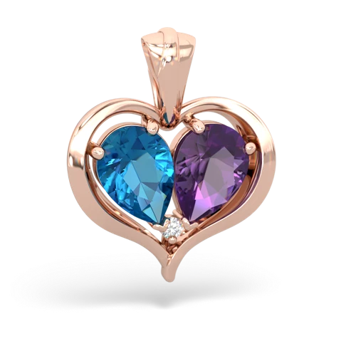 london topaz-amethyst half heart whole pendant