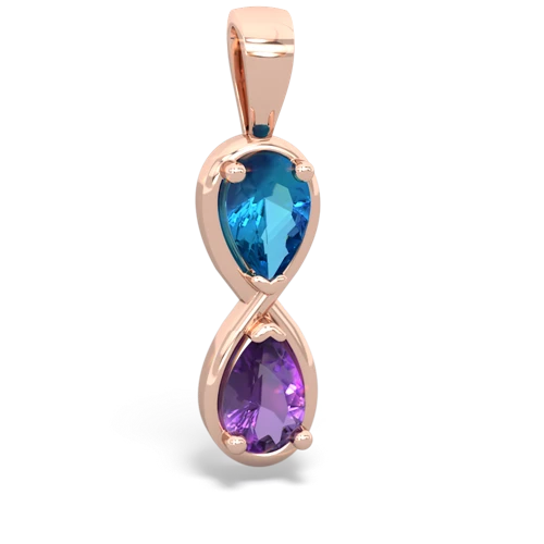 London Topaz Genuine London Blue Topaz with Genuine Amethyst Infinity pendant Pendant