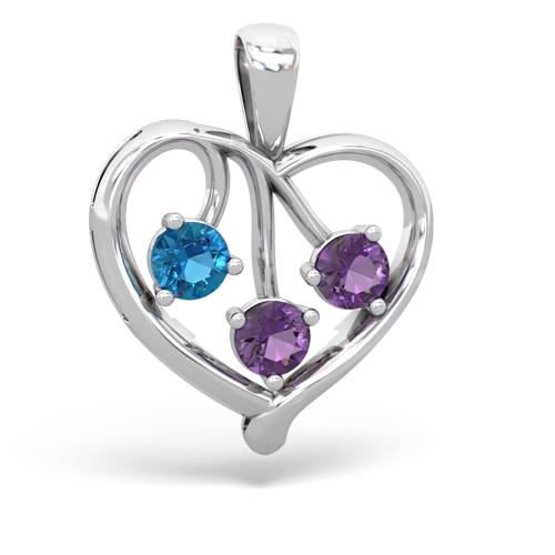 London Topaz Genuine London Blue Topaz with Genuine Amethyst and  Glowing Heart pendant Pendant