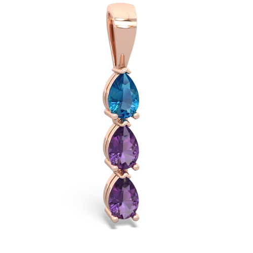 london topaz-amethyst three stone pendant