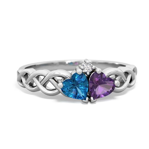 london topaz-amethyst celtic braid ring