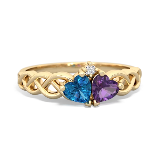 london topaz-amethyst celtic braid ring