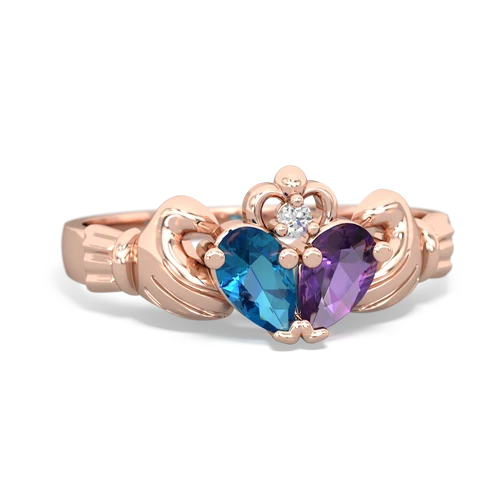 london topaz-amethyst claddagh ring