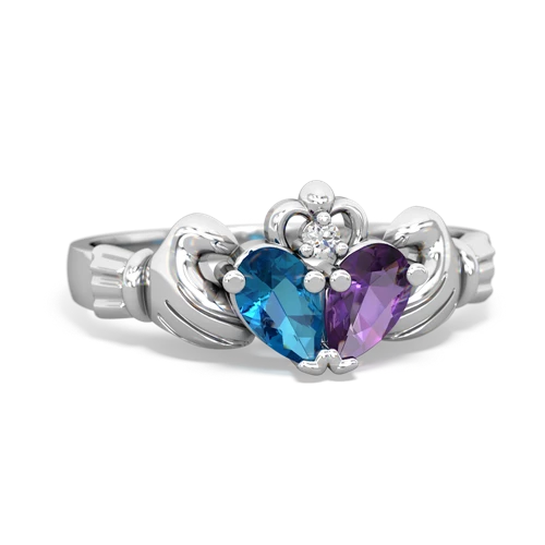 london topaz-amethyst claddagh ring