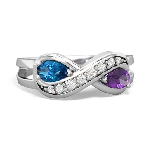 london topaz-amethyst diamond infinity ring