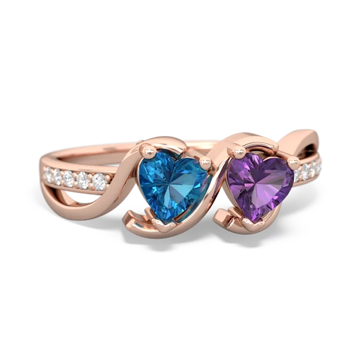 london topaz-amethyst double heart ring