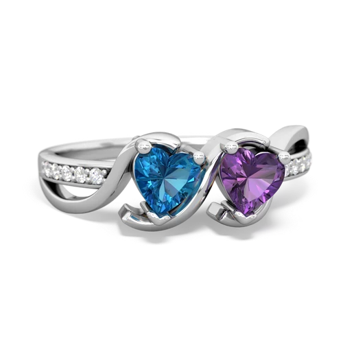 london topaz-amethyst double heart ring