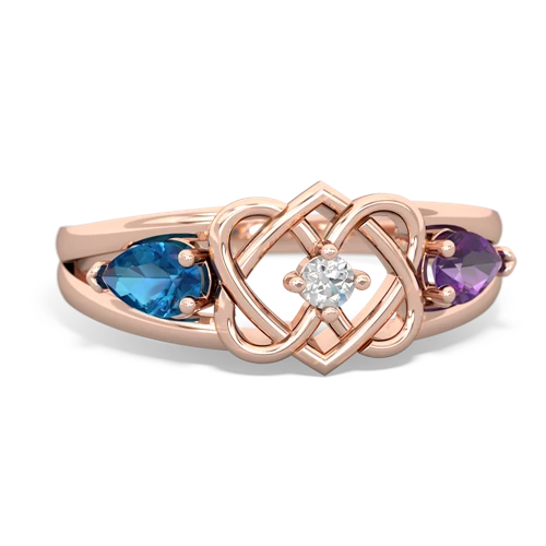 london topaz-amethyst double heart ring