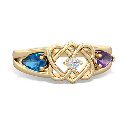 london topaz-amethyst double heart ring