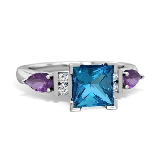 London Topaz Genuine London Blue Topaz with Genuine Amethyst and  Engagement ring Ring
