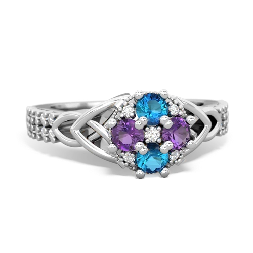 London Topaz Genuine London Blue Topaz with Genuine Amethyst Celtic Knot Engagement ring Ring