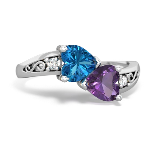 london topaz-amethyst filligree ring