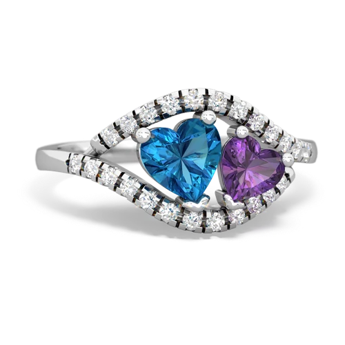London Topaz Genuine London Blue Topaz with Genuine Amethyst Mother and Child ring Ring