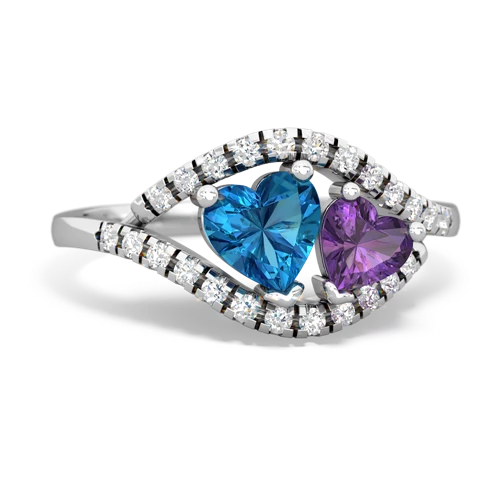 london topaz-amethyst mother child ring