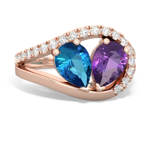 london topaz-amethyst pave heart ring