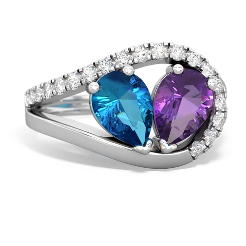 london topaz-amethyst pave heart ring