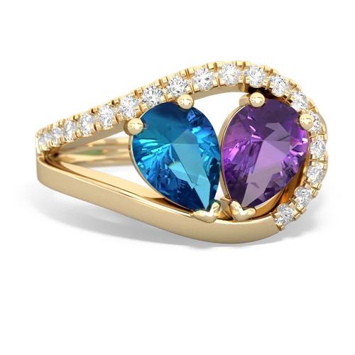 london topaz-amethyst pave heart ring