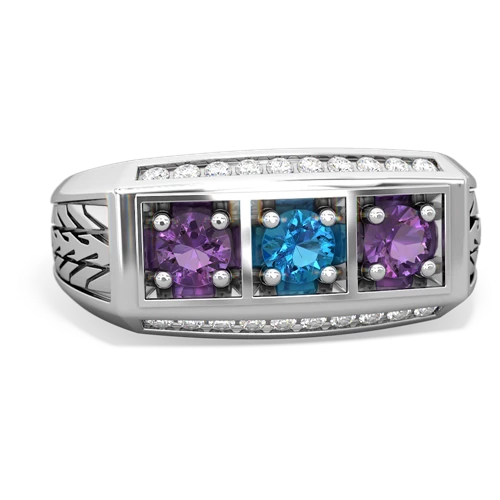 london topaz-amethyst three stone ring