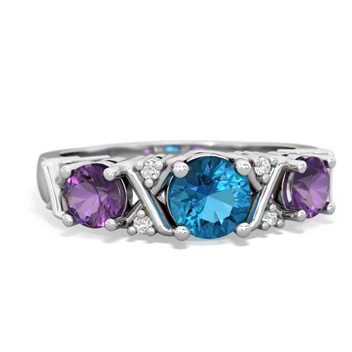 London Topaz Genuine London Blue Topaz with Genuine Amethyst and  Hugs and Kisses ring Ring