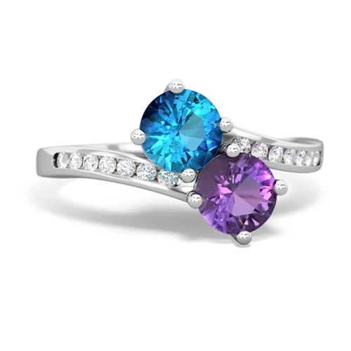 london topaz-amethyst two stone channel ring