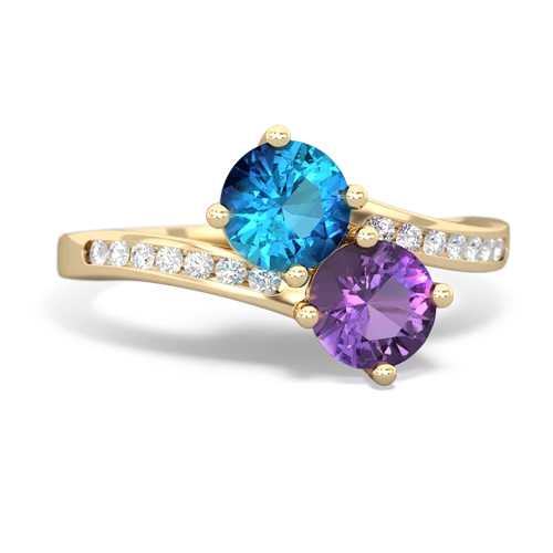 london topaz-amethyst two stone channel ring