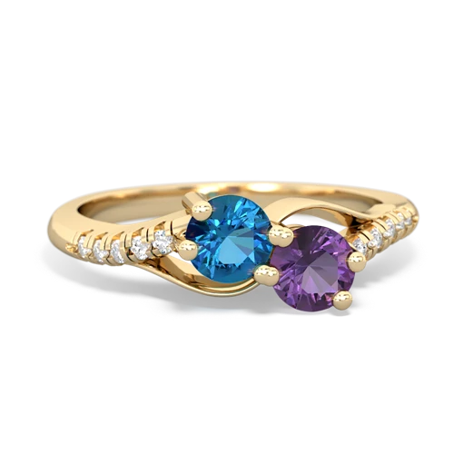 London Topaz Genuine London Blue Topaz with Genuine Amethyst Two Stone Infinity ring Ring